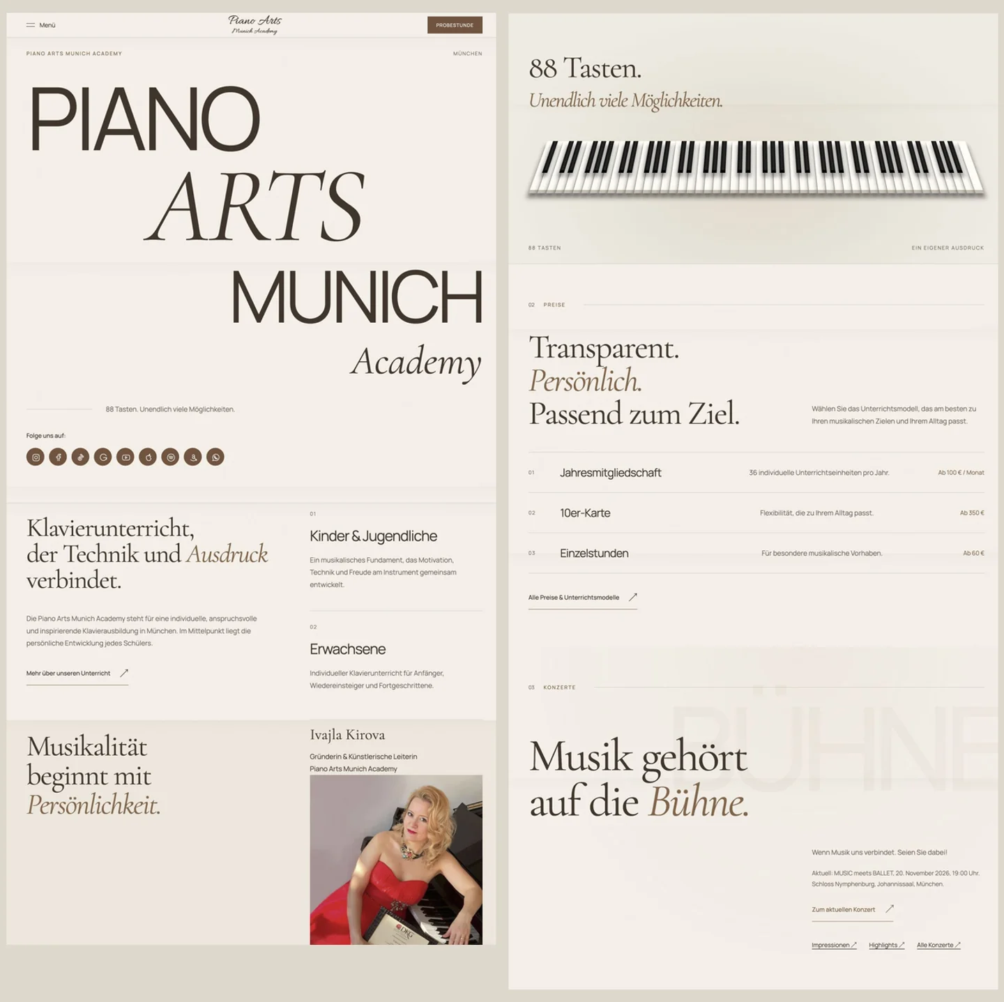 Projekt Piano Arts Munich Academy von 88Lab