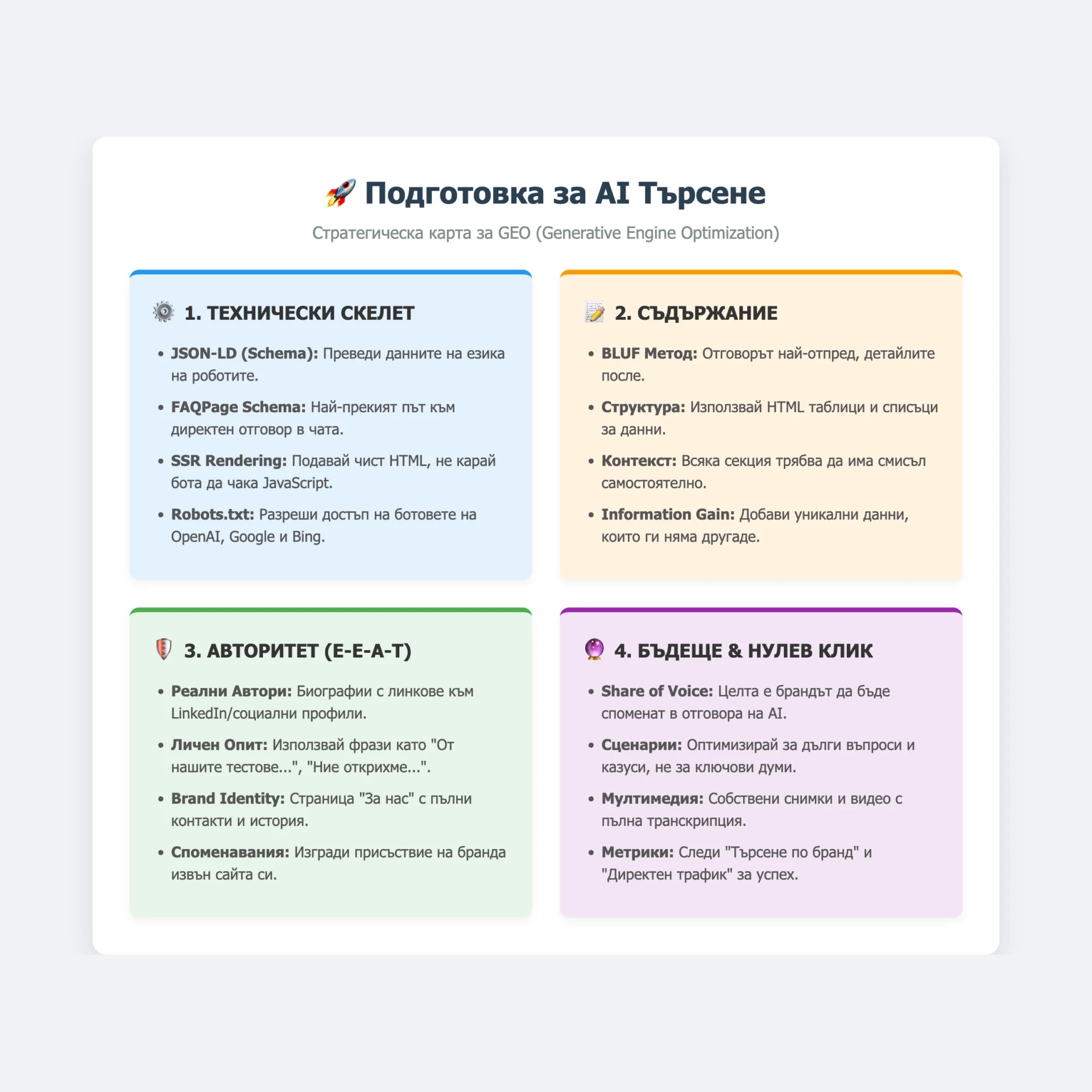 Инфографика "Подготовка за AI търсене"